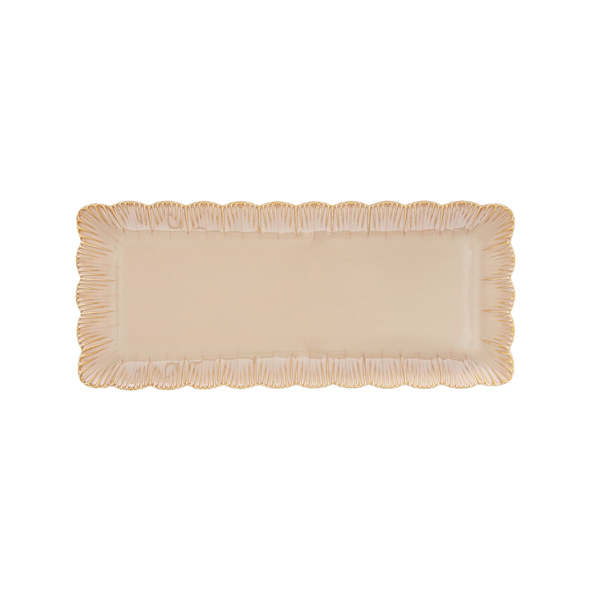 Fuente rectangular "Fleuri" - Beige