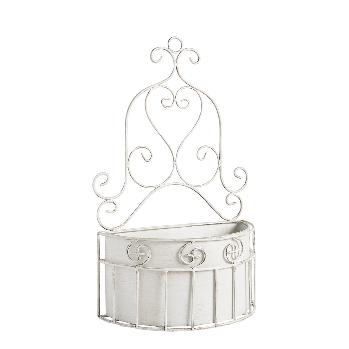 Macetero de pared en metal blanco