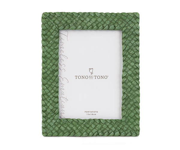 Portafotos verde textura ratán 13x18cm