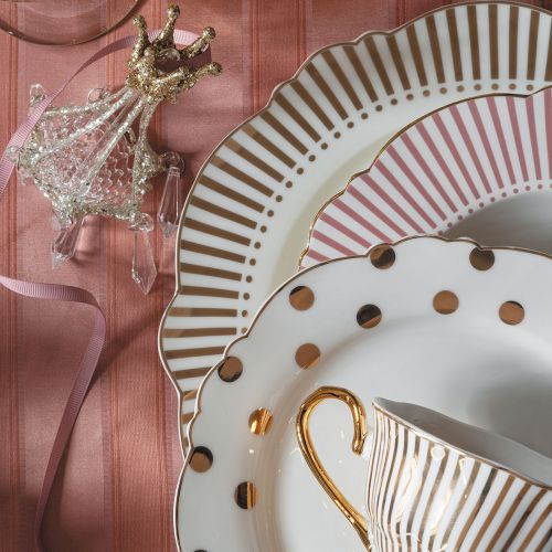 Plato de postre "Madame de Récamier" - Lunares dorados