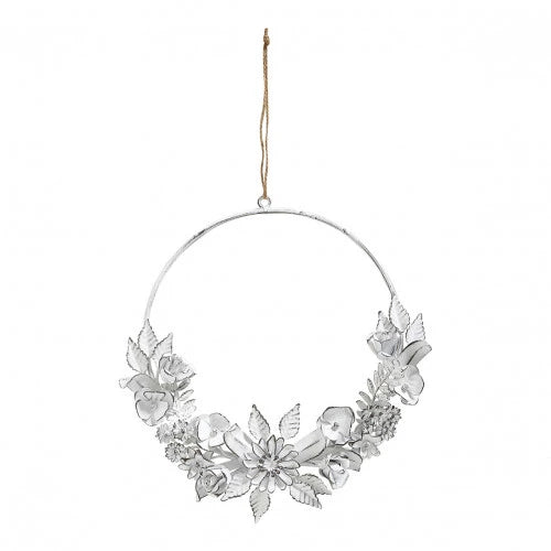 Corona de metal en blanco envejecido