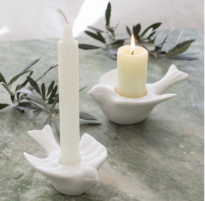 Portavelas “Mésange” en cerámica blanca