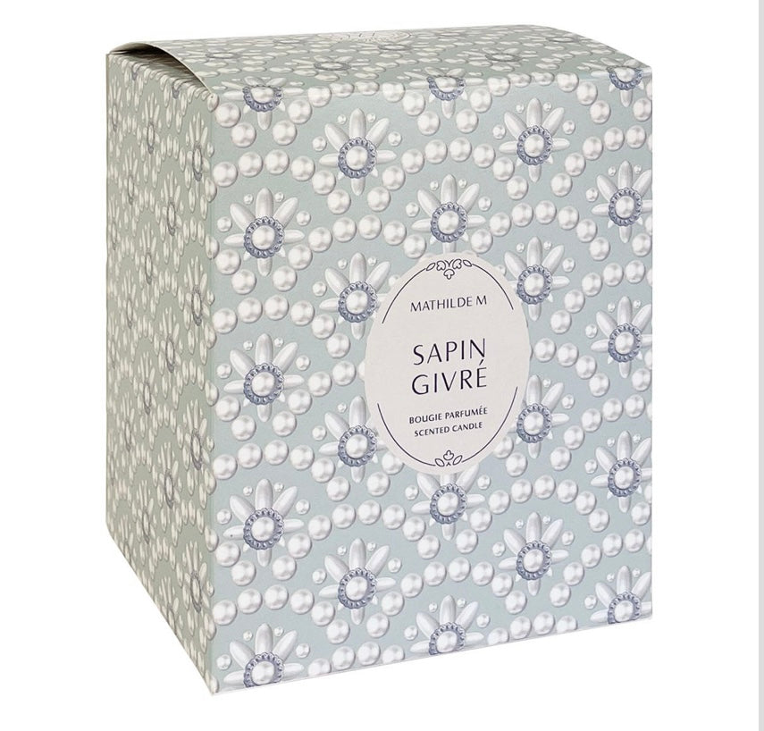 Vela perfumada “Boule de Noël Fête Nacrée” 210g - Sapin Givré