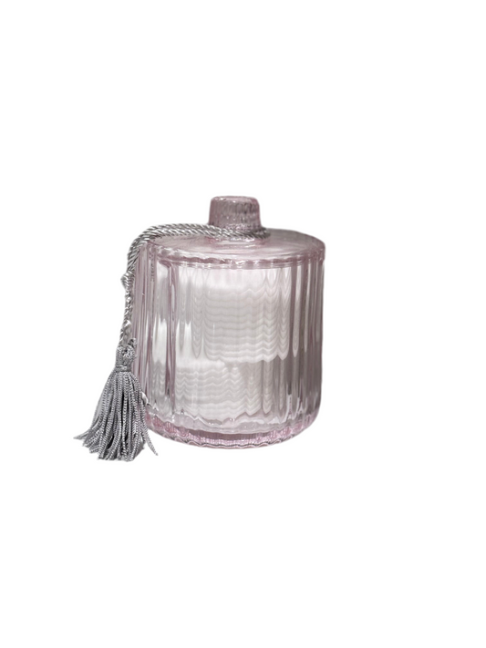 Portalgodones de vidrio rosa