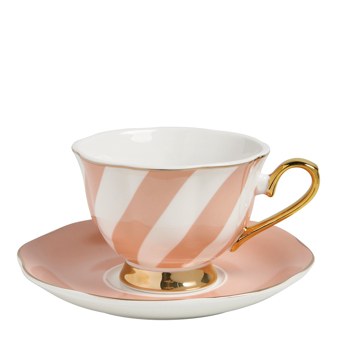 Taza de té con platito a rayas pastel “Madame de Récamier”