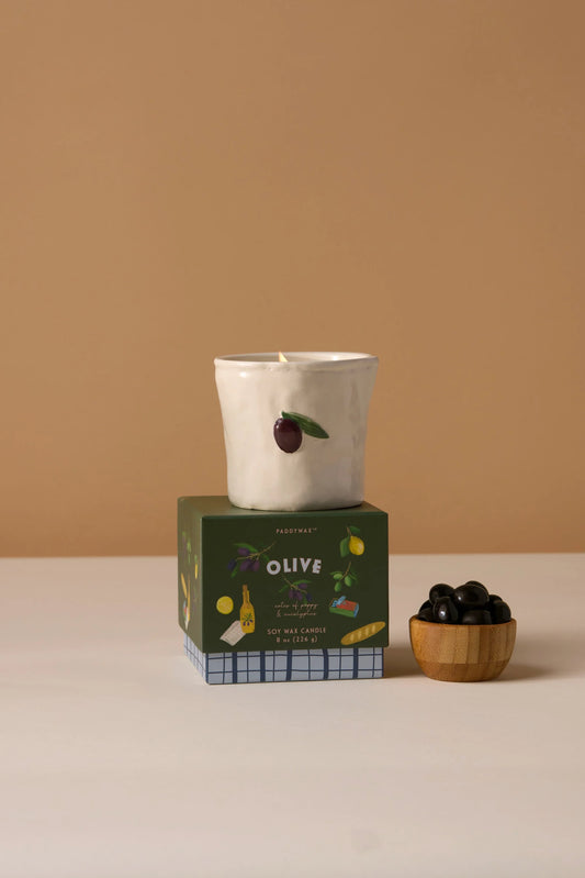Vela perfumada hecha en cerámica “Bistro” - Aceituna
