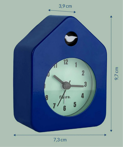 Reloj despertador casita mini azul