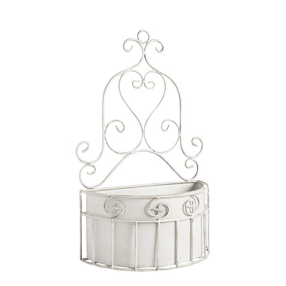 Macetero de pared en metal blanco