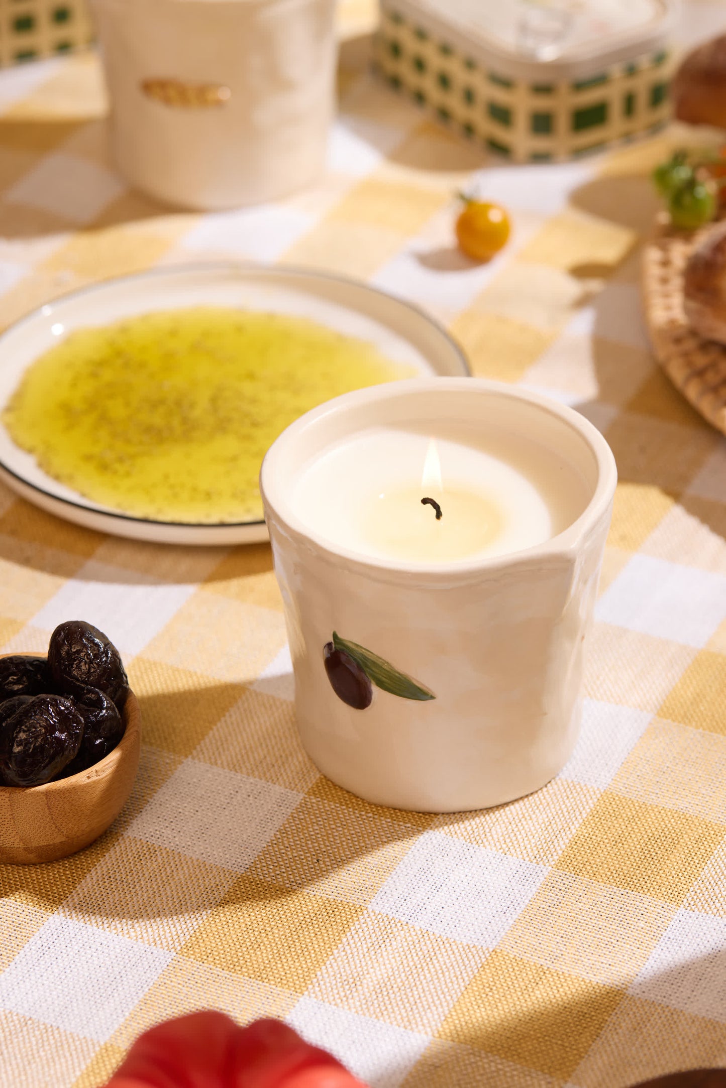 Vela perfumada hecha en cerámica “Bistro” - Aceituna