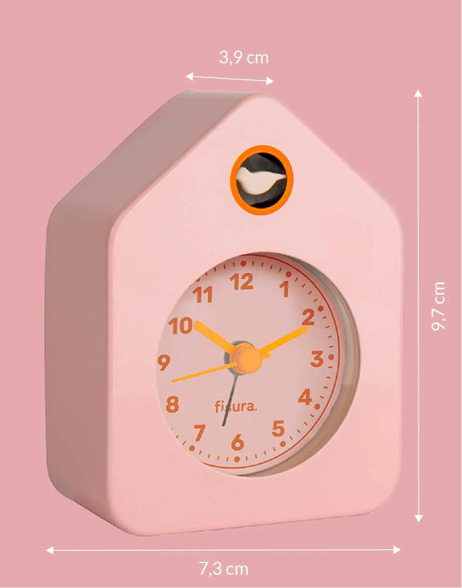 Reloj despertador casita mini rosa