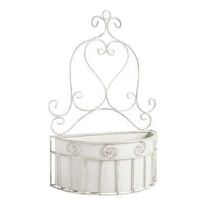Macetero de pared en metal blanco
