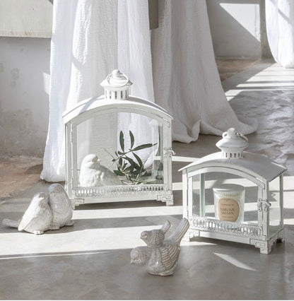 Farol “Marie” en metal blanco 22 x 11 x 25 cm
