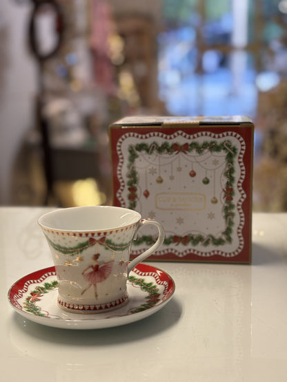 Taza con platito de porcelana “Magie de Noël”