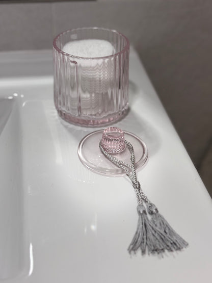 Portalgodones de vidrio rosa