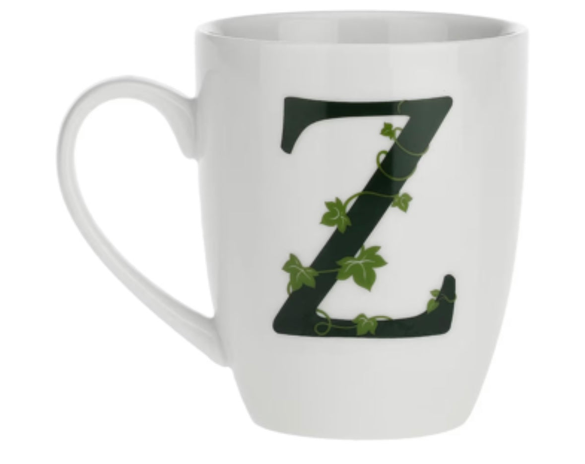 Taza mug de porcelana con inicial