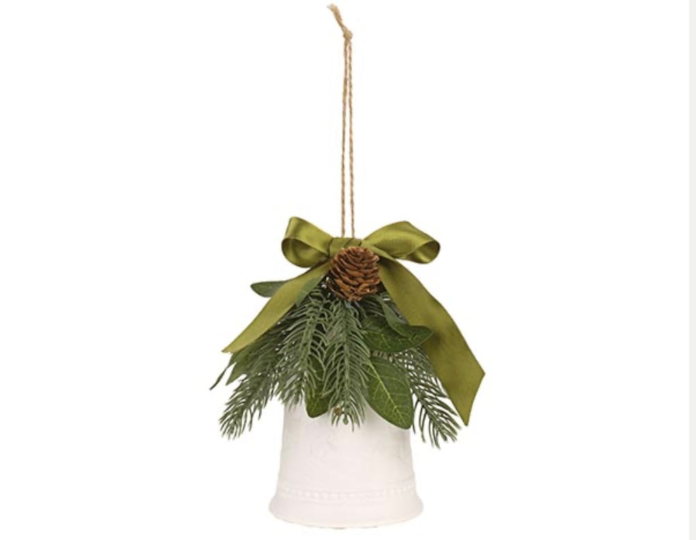 Campana de porcelana con hojas de abeto y luz led