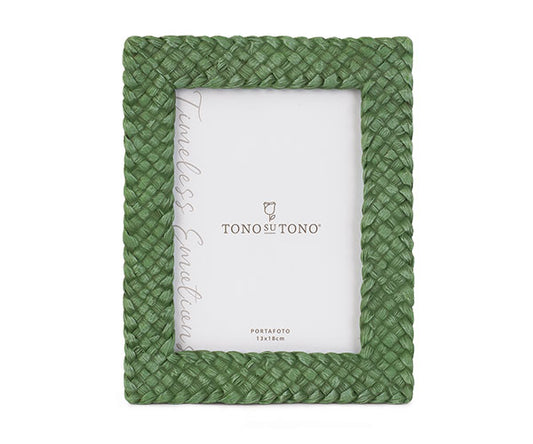Portafotos verde textura ratán 13x18cm