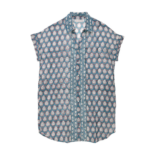 Vestido corto con estampado azul
