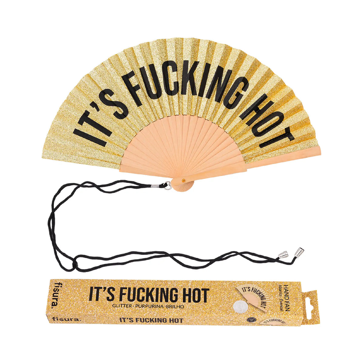 Abanico “It’s fucking hot” purpurina ✨