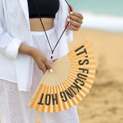 Abanico “It’s fucking hot” purpurina ✨