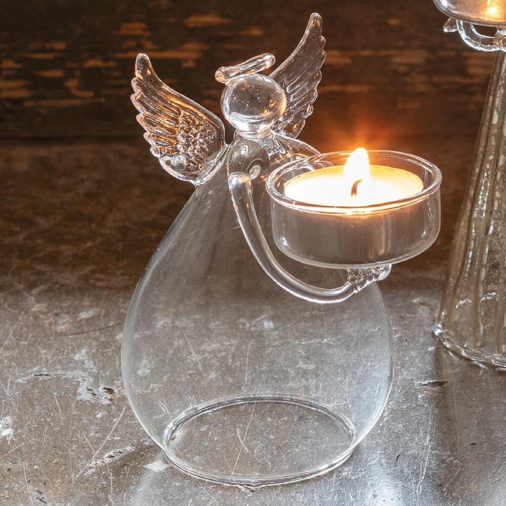 Ángel portavelas de vidrio - Modelo pequeño