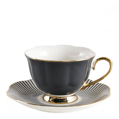 Set de 2 tazas de té con platito "Madame de Récamier" - Negro
