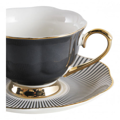 Set de 2 tazas de té con platito "Madame de Récamier" - Negro