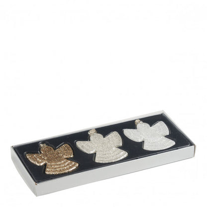 Set de 3 ángeles de purpurina