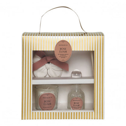 Set escayola perfumada + vela perfumada + mikado "Les Intemporelles" - Rose Élixir 🌹