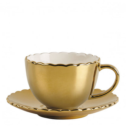 Taza dorada con platito “Marguerite”