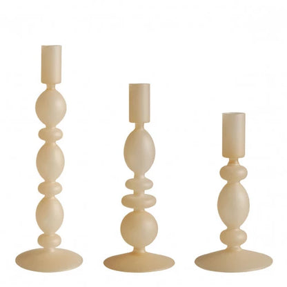 Set de 3 candelabros beige mate