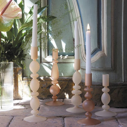 Set de 3 candelabros beige mate